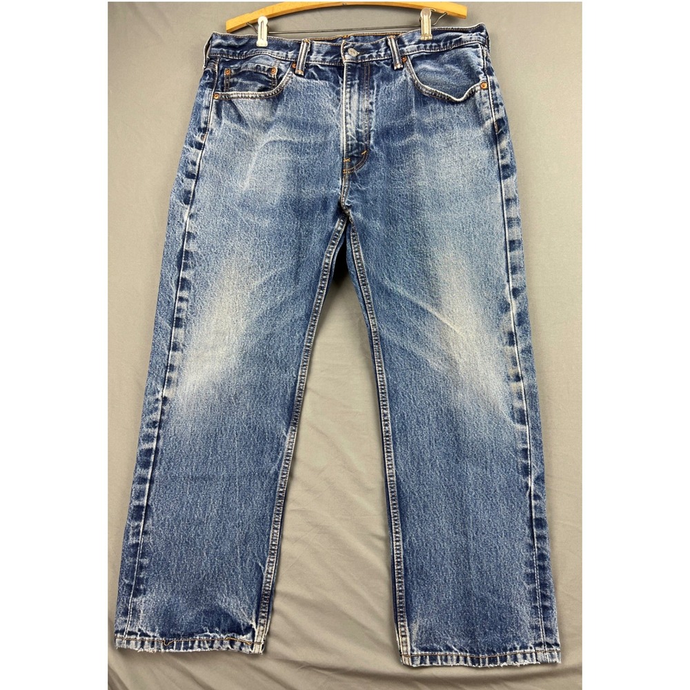 Levi 505 Jeans Mens 38x29 Regular Fit Blue Medium Wash Straight Leg Denim GOOD